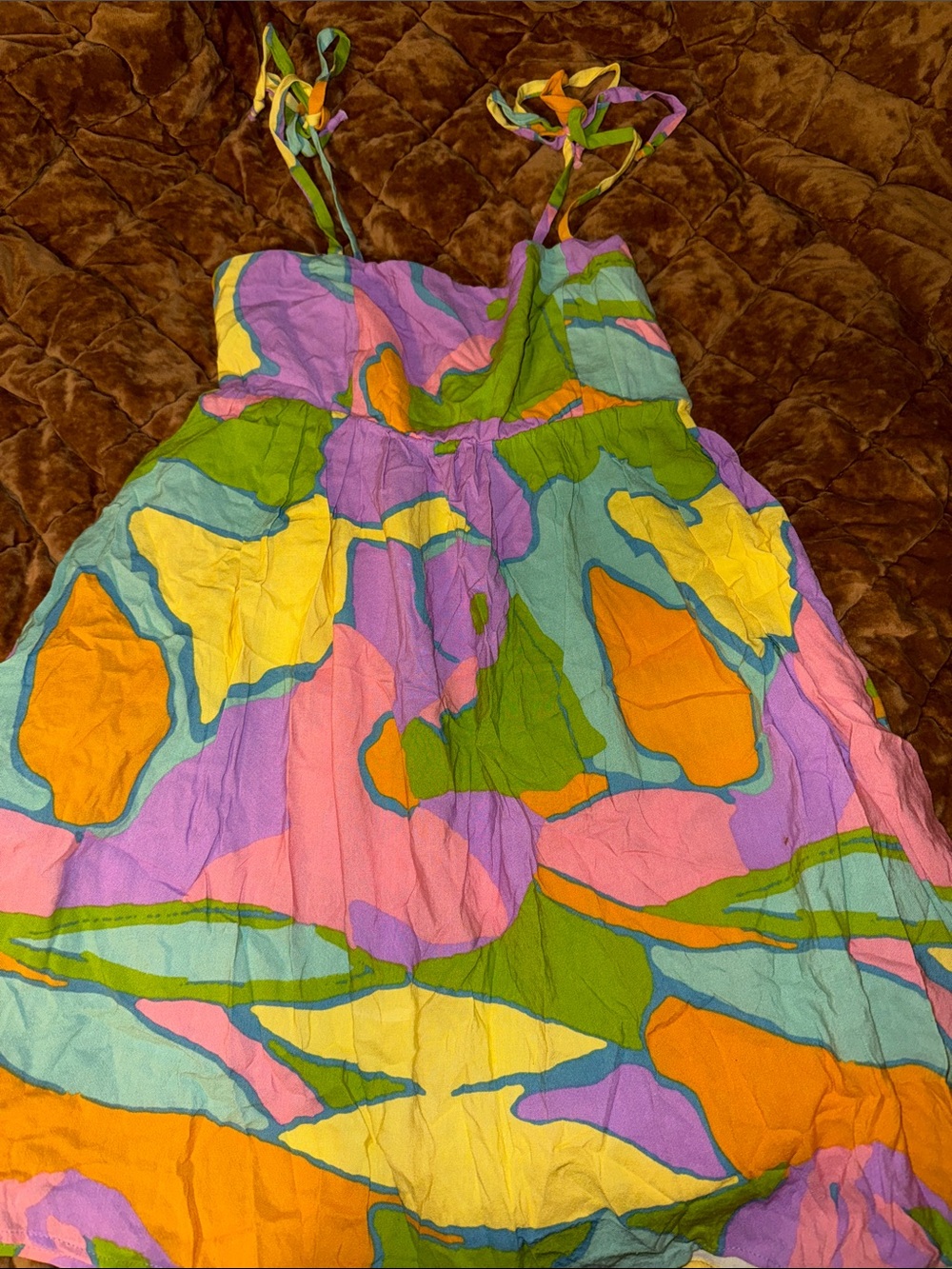 Show Me Your Mumu Multicolor Abstract Tie Strap Dress M